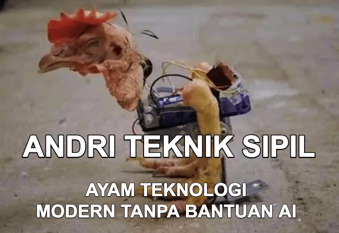 Stiker meme ayam lucu WhatsApp: Andri Teknik Sipil, ayam teknologi modern tanpa bantuan AI
