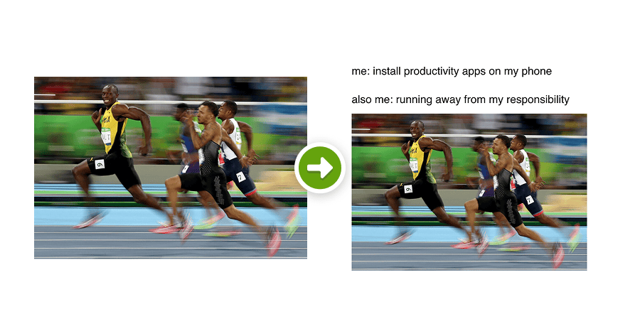 Social caption meme format example showing before and after